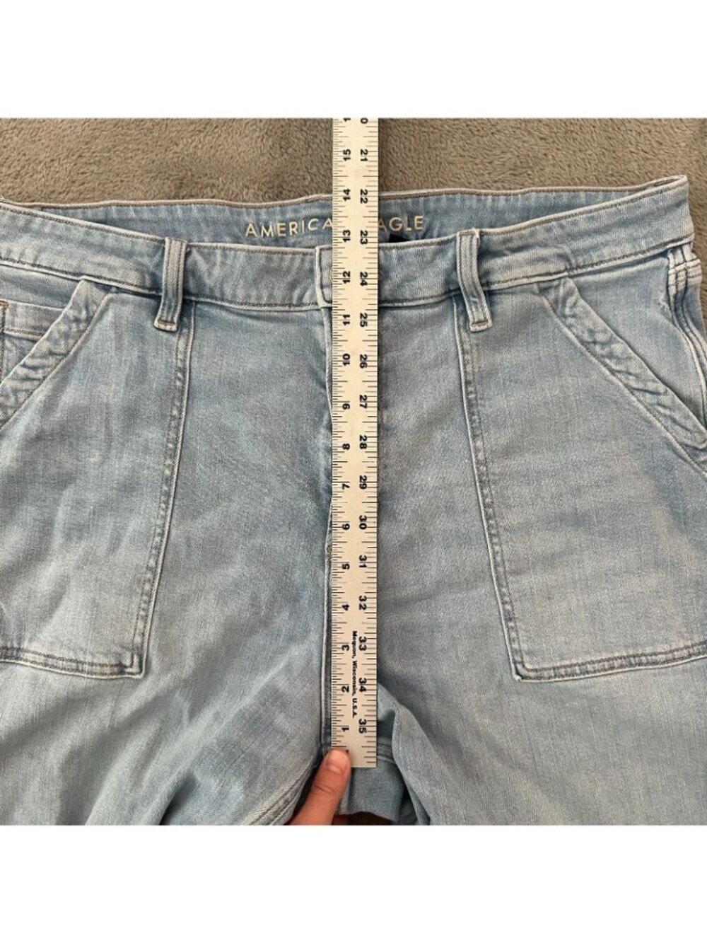 American Eagle Wide Leg Cargo Baggy Jeans Women's size 16 Super High Rise - Picture 7 of 9